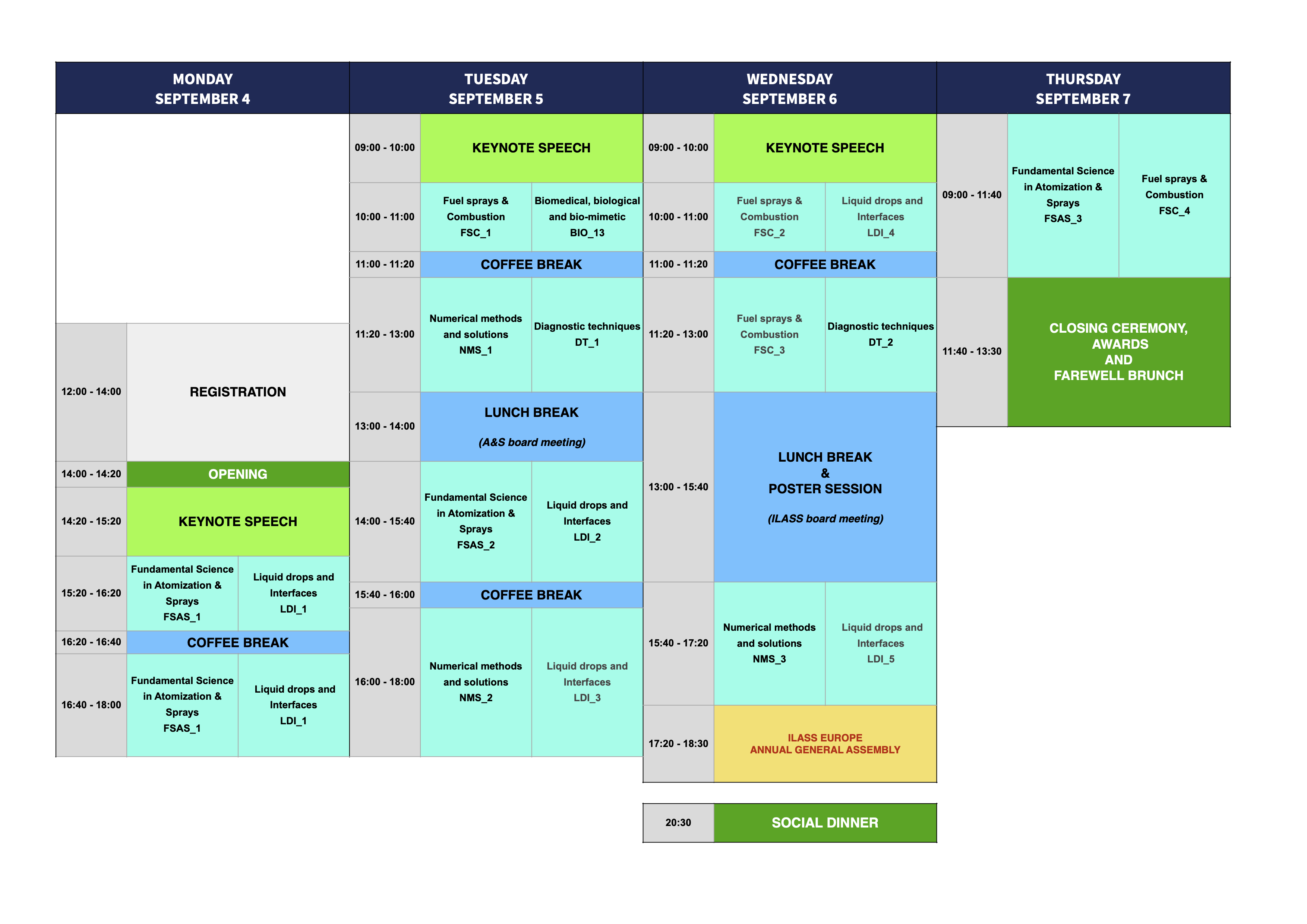 PROVISIONAL TIMETABLE and PROGRAM ILASS Europe 2023